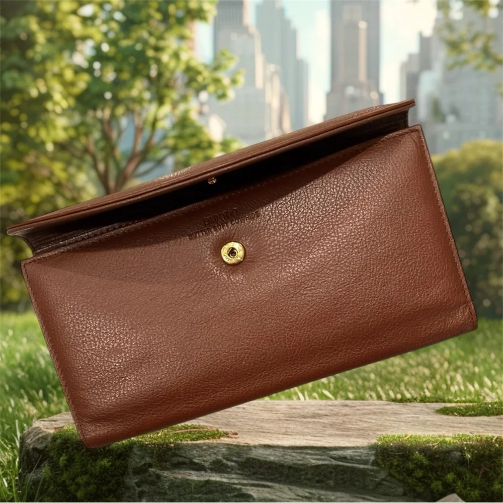 BUXTON Elegant Buttery Soft Brown Leather Ladies Wallet many compartments NEW
